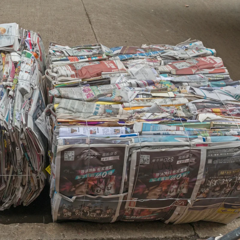 Mit Papierptresse gepresste Zeitungen